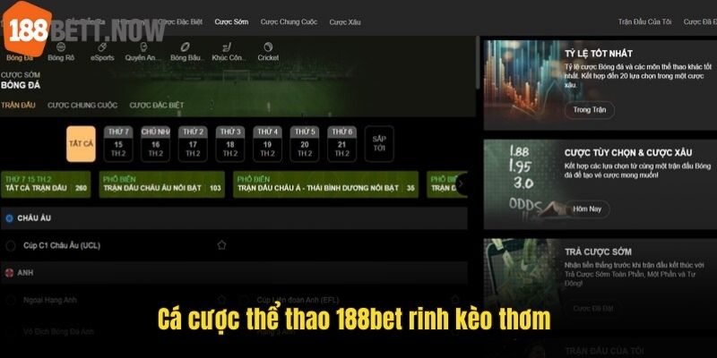 Cá cược thể thao 188bet rinh kèo thơm